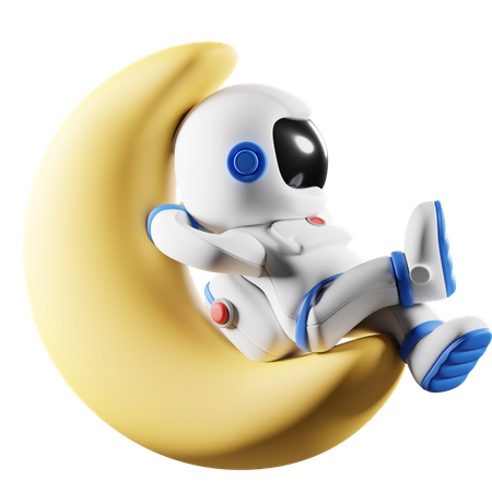 Astronaut chilling on moon  3D Icon