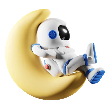 Astronaut chilling on moon  3D Illustration