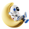 3d astronaut sitting on moon logo