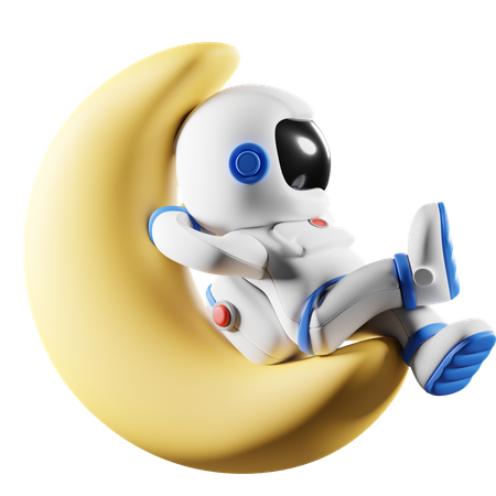Astronaut chillt auf dem Mond  3D Icon