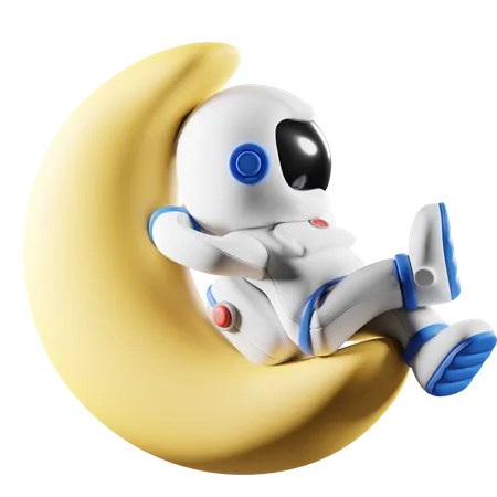 Astronaut chillt auf dem Mond  3D Illustration