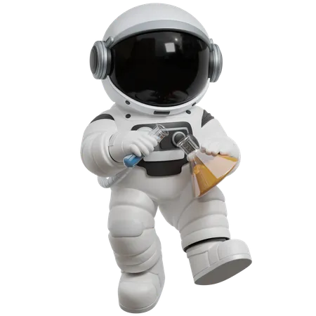 Astronaut Conducting Experiments  3D Illustration