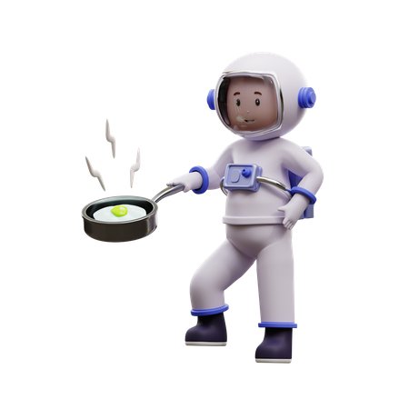 Astronaut Cooking  3D Illustration