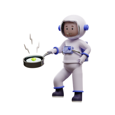 Astronaut Cooking 3D Illustration