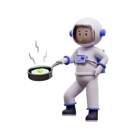Astronaut Cooking 3D Illustration