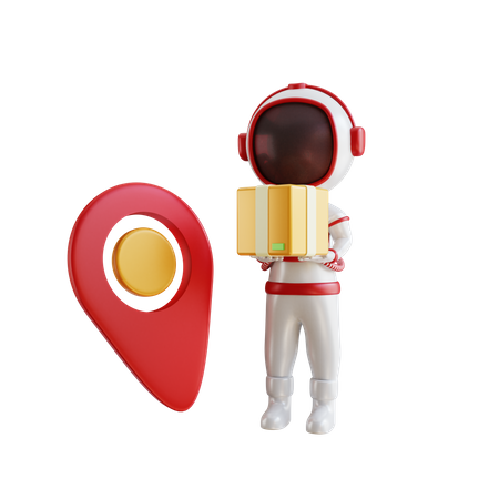 Astronaut delivery man reached at delivery location  3D Illustration