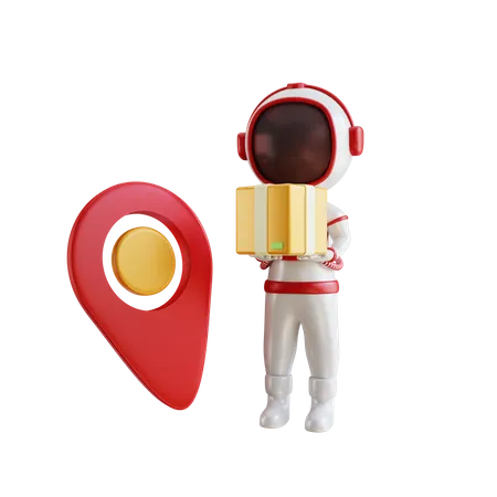 Astronaut delivery man reached at delivery location  3D Illustration