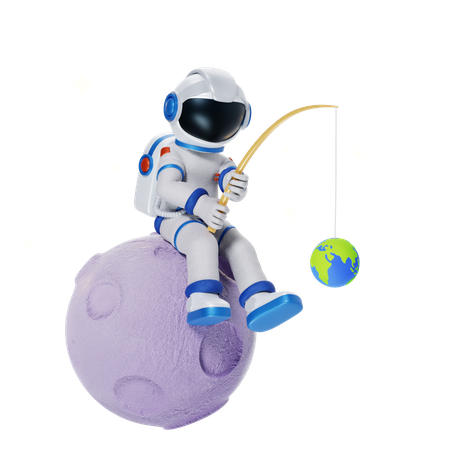 Astronaut Doing Fishing  3D Icon