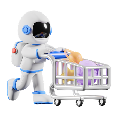 Astronaut doing planet shopping  3D Illustration