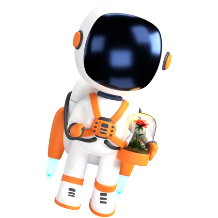 3 D Illustration Of An Astronaut Flying With A Jetpack 3D Illustration