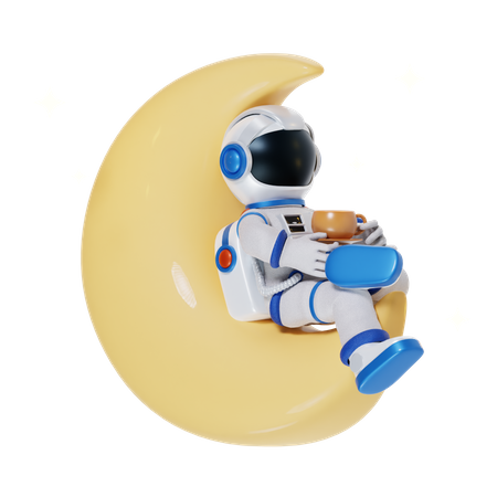 Astronaut Drinking Coffee  3D Icon
