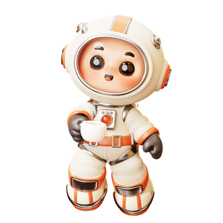 Astronaut Drinking Coffee  3D Icon