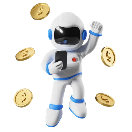 Astronaut earing profit from investment 3D Illustration