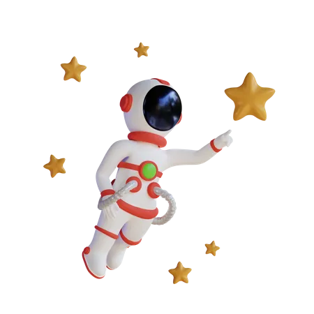 Astronaut fängt Stern im Weltraum  3D Illustration