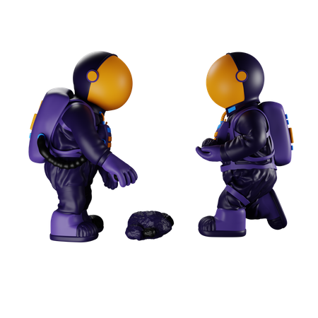 Astronaut find asteroid  3D Icon