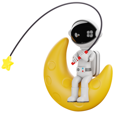 Astronaut angelt einen Stern  3D Illustration