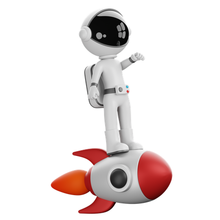 Astronaut fliegt mit Rakete  3D Illustration