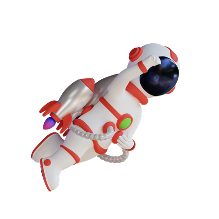Astronaut fliegt mit Rakete  3D Illustration