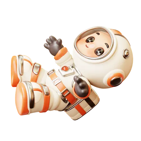 3 D Cute Cartoon Futuristic Astronaut Spaceman Floating Or Flying In Space Science Technology Space Fiction Universe Exploration Concept 3D Illustration