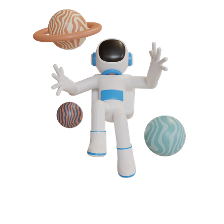 Astronaut floating in space  3D Illustration