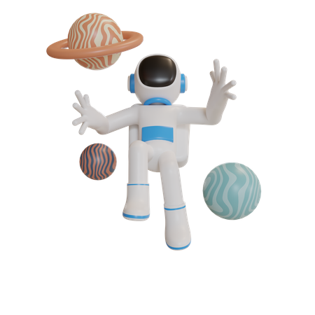 Astronaut floating in space 3D Illustration