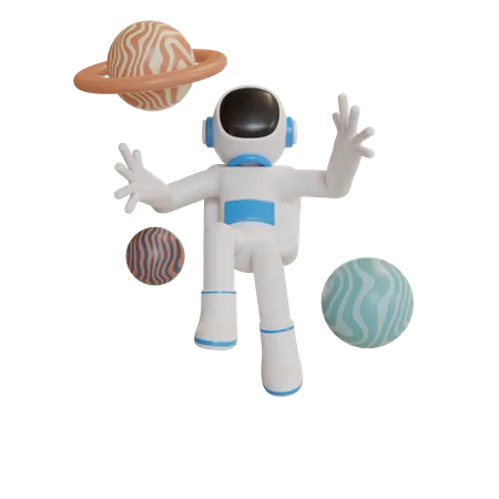 Astronaut floating in space  3D Illustration