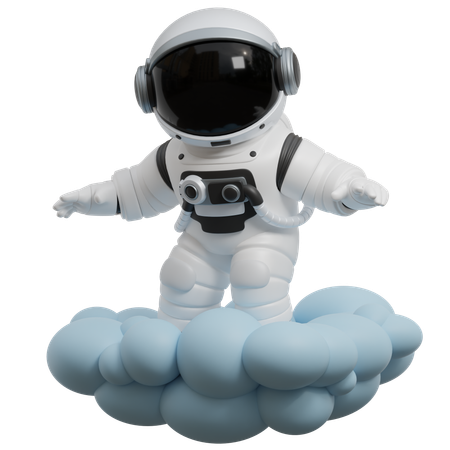 Astronaut Floating On Clouds  3D Illustration