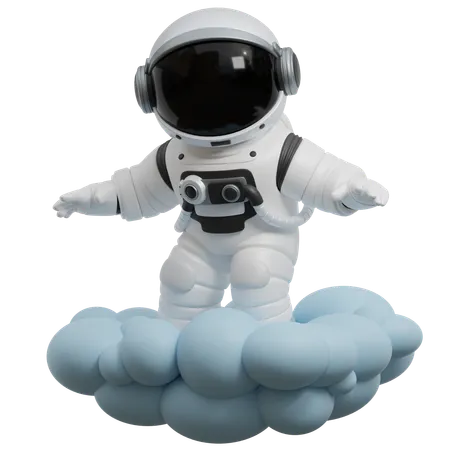 Astronaut Floating On Clouds  3D Illustration