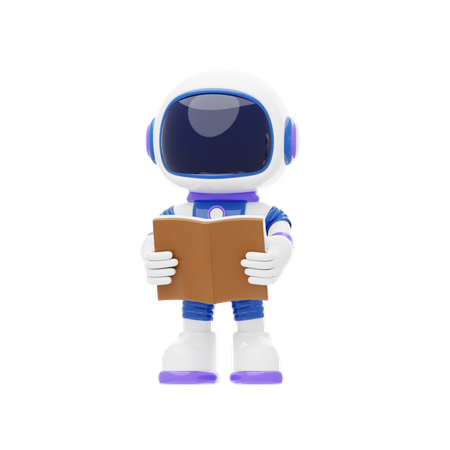 Astronaut Floating While Reading Book  3D Illustration