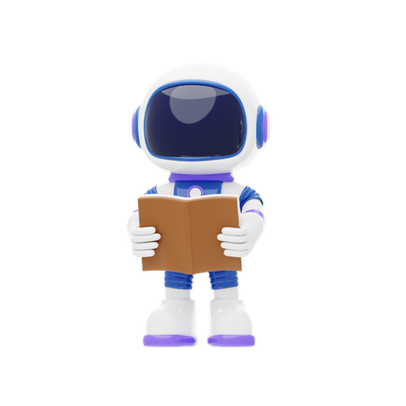 Astronaut Floating While Reading Book  3D Illustration