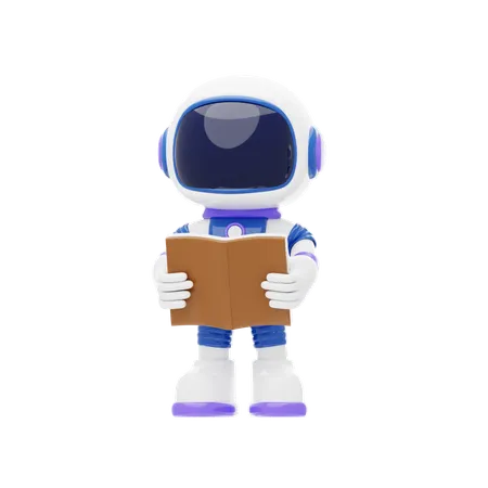 Astronaut Floating While Reading Book  3D Illustration