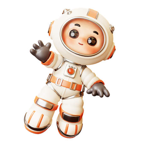 Astronaut Floating With Greeting Gesture  3D Icon