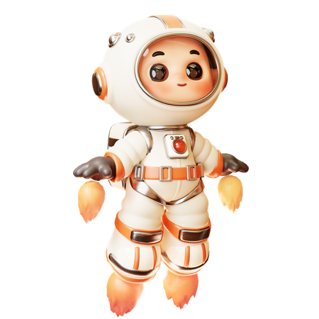 Astronaut Flying In Space  3D Illustration