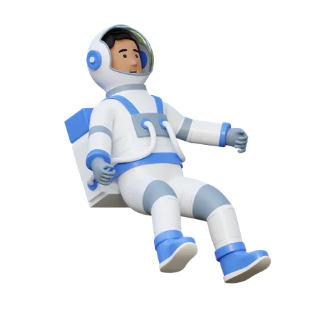 Astronaut Flying In Space  3D Illustration