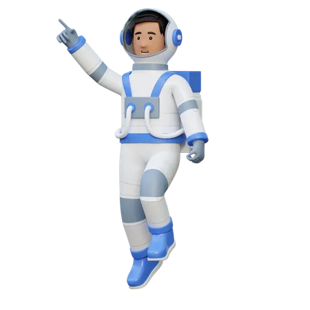 Astronaut Flying In Space  3D Illustration