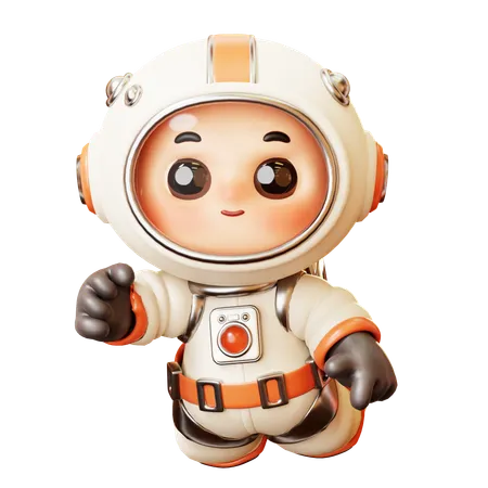 Astronaut Flying In Space  3D Illustration