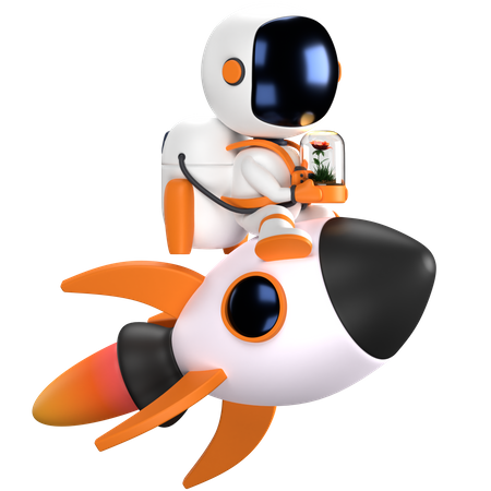 Astronaut flying on rocket  3D Illustration