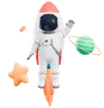 Astronaut Flying With Rocket