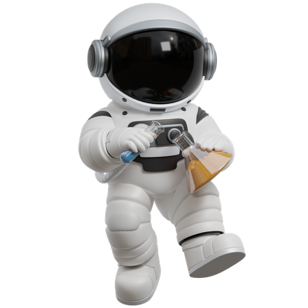 Astronaut führt Experimente durch  3D Illustration