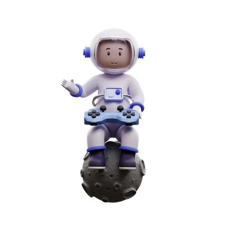 Astronaut Game Play 3D Illustration