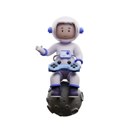 Astronaut Game Play 3D Illustration