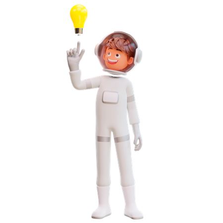 Astronaut Get An Idea  3D Illustration