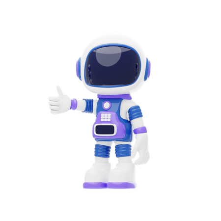 Astronaut zeigt Daumen hoch  3D Illustration