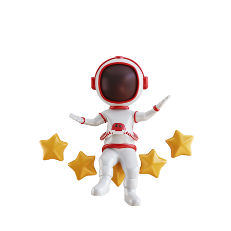 Astronaut vergibt Fünf-Sterne-Bewertung  3D Illustration