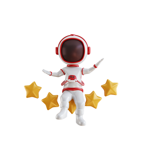 Astronaut giving five star rating  3D Illustration