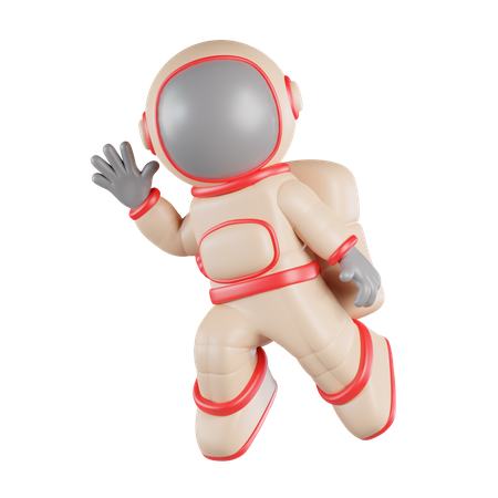 Astronaut Greets With Raised Hand  3D Icon