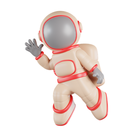 Astronaut Greets With Raised Hand 3D Icon