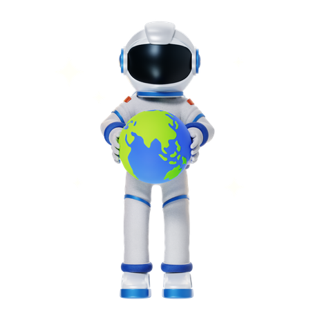 Astronaut hält die Erde  3D Illustration