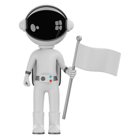 Astronaut der eine flagge hält  3D Illustration