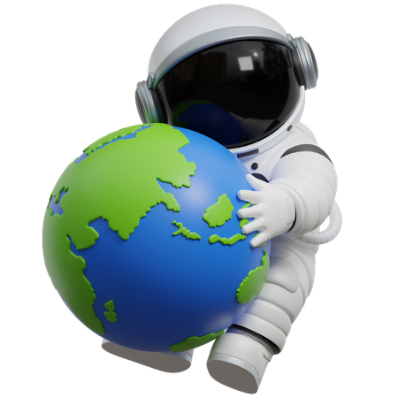 Astronaut hält den Planeten Erde  3D Illustration